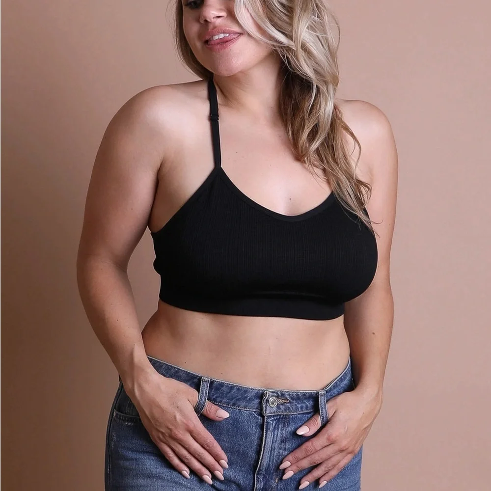 Mesh Racerback Tattoo Bralette in Black
